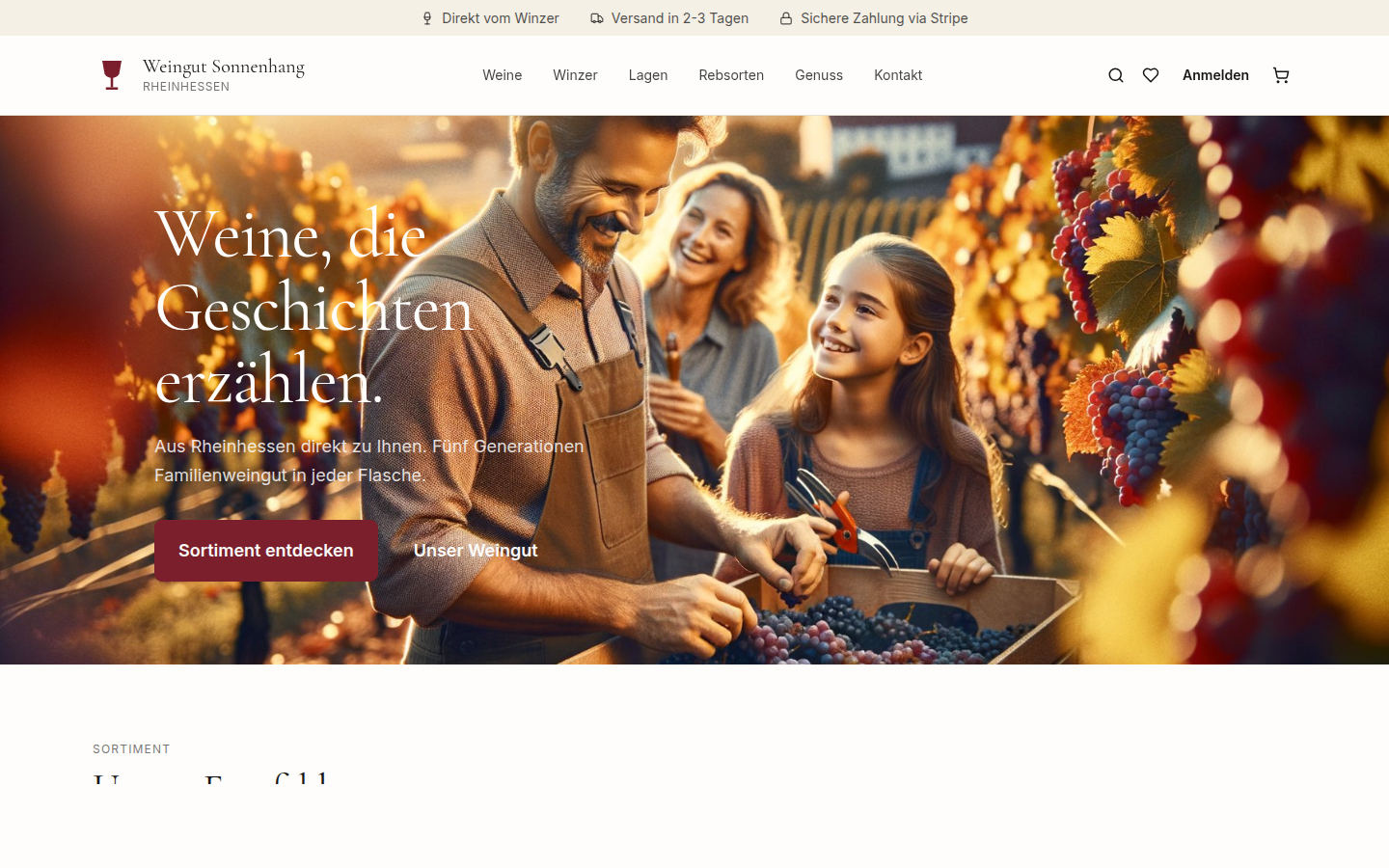 Startseite mit Handschrift