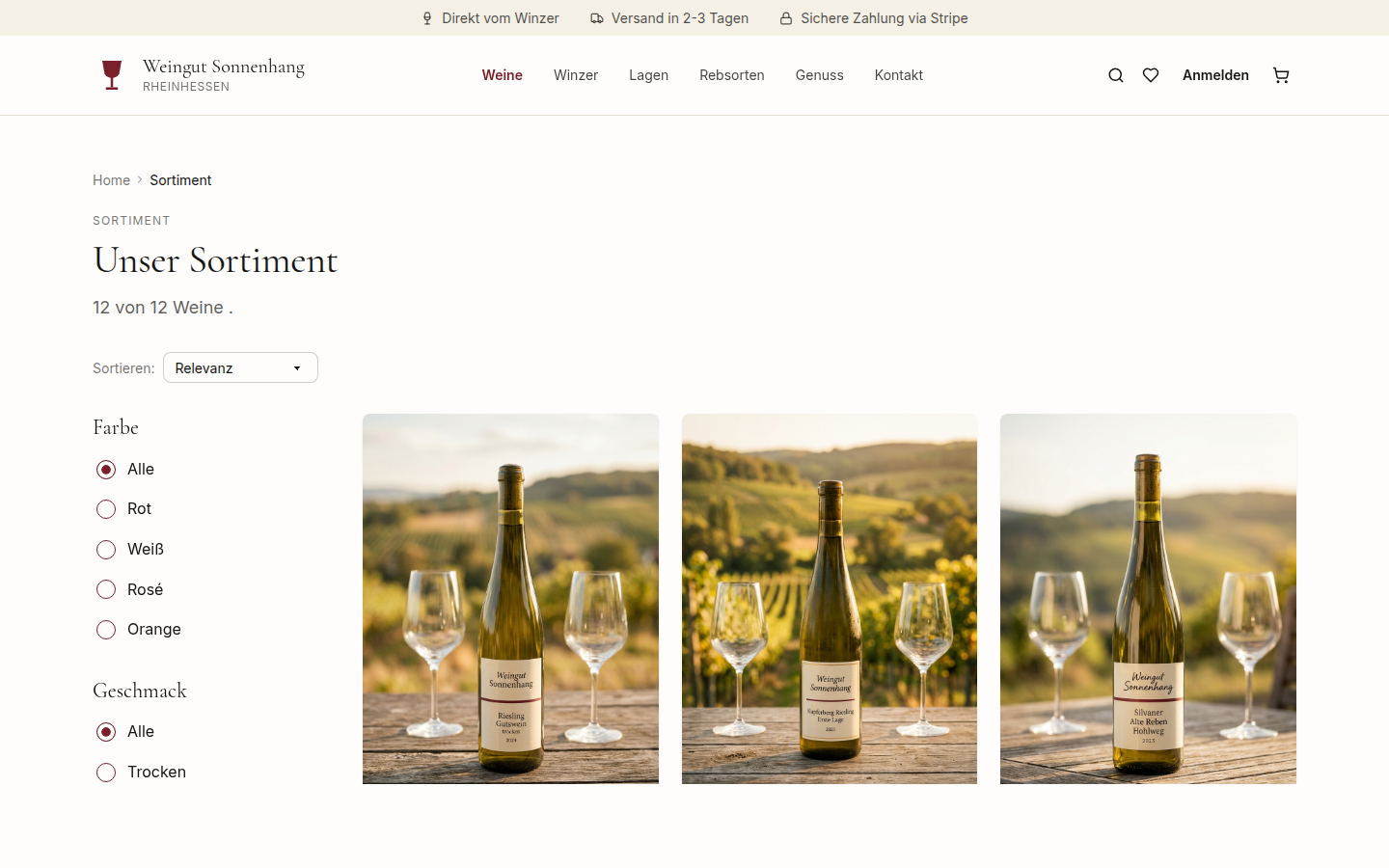 Katalog, der filtert wie Wein-Leute denken