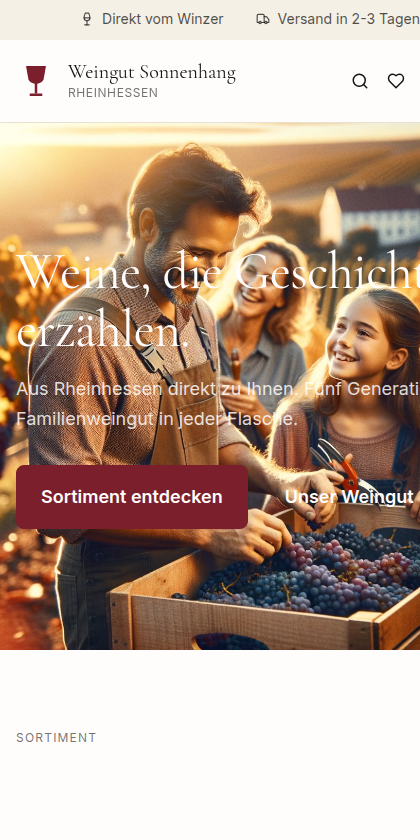 Musterweingut Sonnenhang — Shop auf dem Smartphone